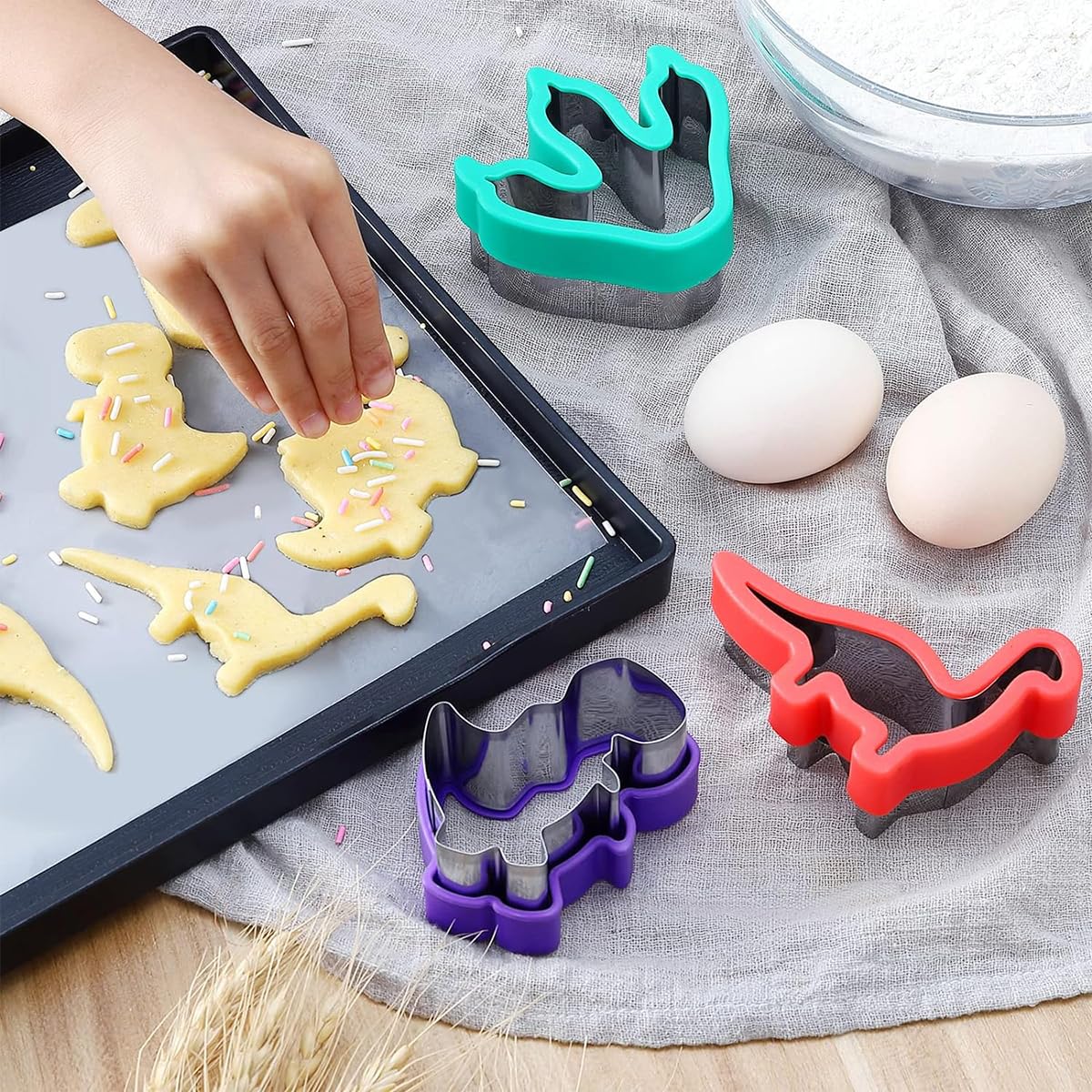 Dinosaur Stainless Steel Cookie Cutters (8 pack)