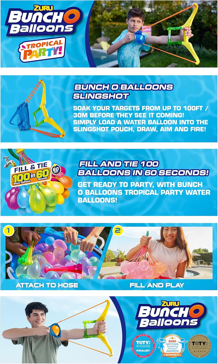 Zuru Bunch O Ballons Tropical Party Slingshot with 100 Ballons