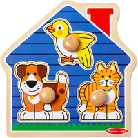 Melissa and Doug  Jumbo Knob Puzzle - House Pets - 3 Pieces