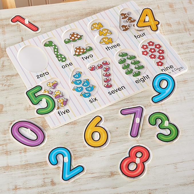 Melissa & Doug Lift & See Numbers Peg Puzzle, Age 2+
