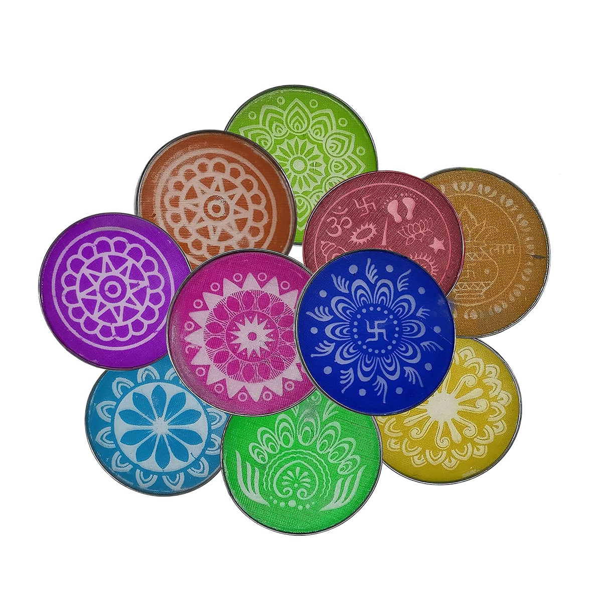 Floor Decoration Kit for Diwali Rangoli Making Kit Set of 6 Color Powder Bottle with 10 Net Stencil for Onam Pongal Home Decorations