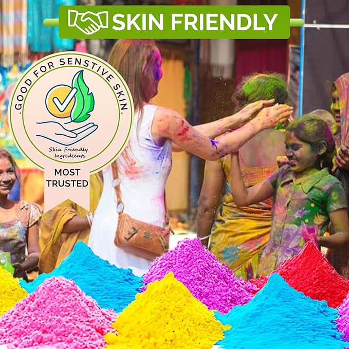 CraftVatika Natural Holi Colour - Organic Holi Colours (Pack of 5-80gms each)