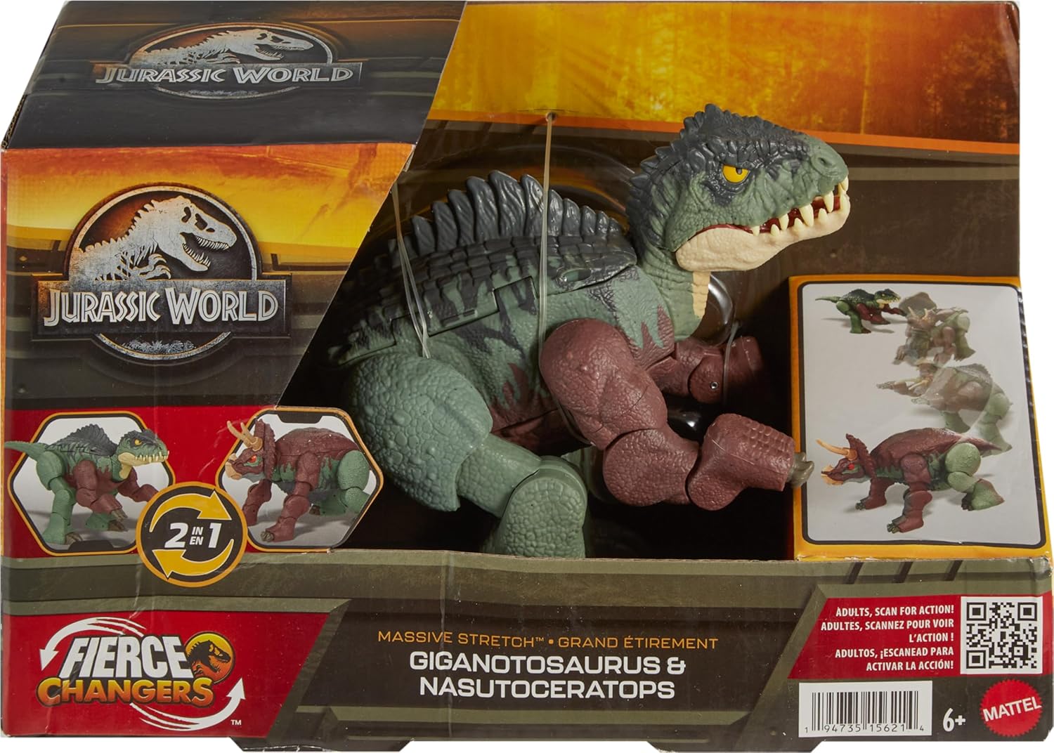 Jurassic World Transforming Dinosaur Toy - Giganotosaurus to Nasutoceratops