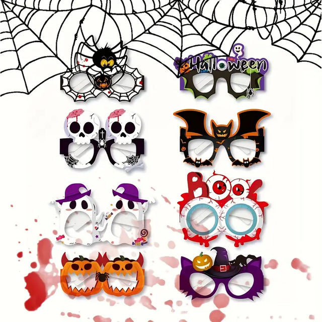 Eight-Piece Set of Halloween Decorative Paper Glasses