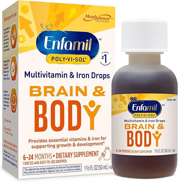Enfamil Poly-Vi-Sol Brain & Body Multi-Vitamins & Iron Supplement Drops 6-24 Months - 50ml