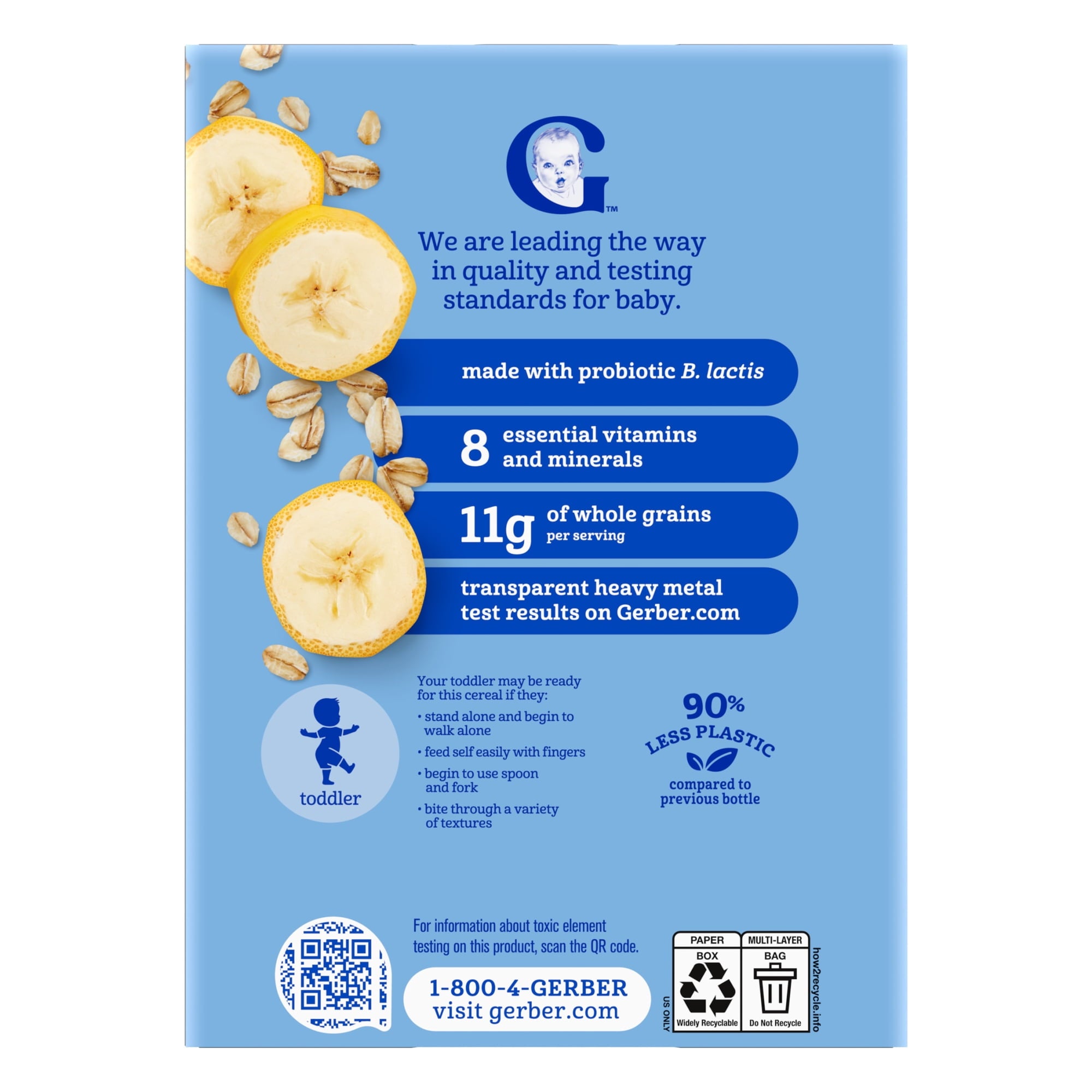 Gerber Oatmeal & Fruit - Banana with Probiotic Oatmeal Cereal 8 oz (227g) - 12Months+
