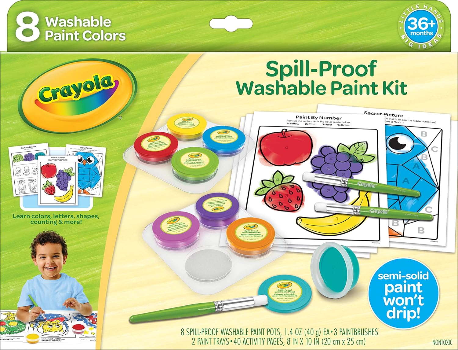 Crayola Spill-Proof Paint Activity Kit - 8 Washable Paint Colors