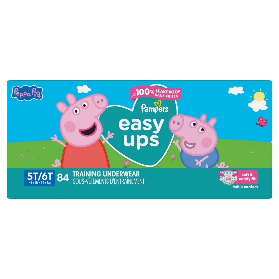 Pampers Easy Ups Peppa Potty Training Pants Girls Size 5T/6T(41+Ib, 19+kg) - 84 Count