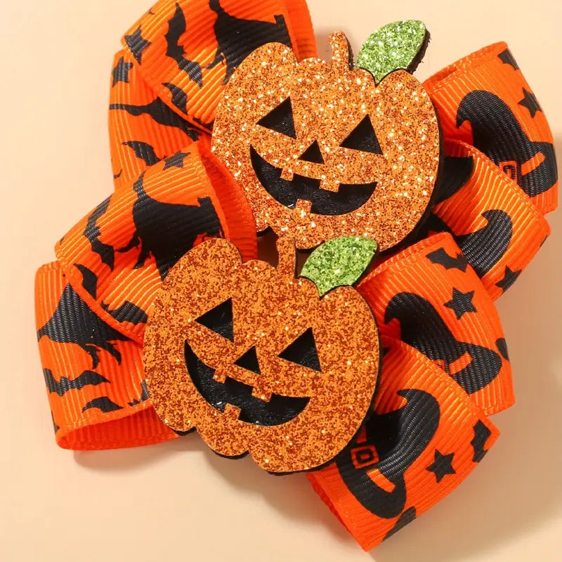 2pcs Halloween Pumpkin Hair Clips for Girls