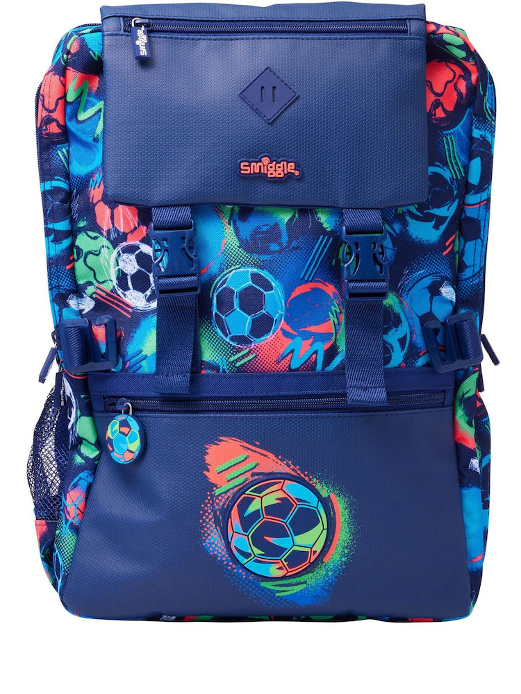 Smiggles Blue Football Attach Fold Over Bag 16'