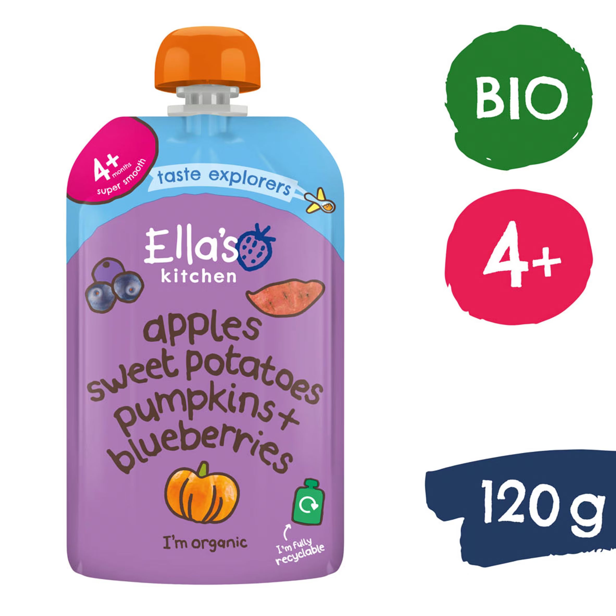 Ella's Kitchen Apples Sweet Potatoes, Pumpkins and Blueberries-120g