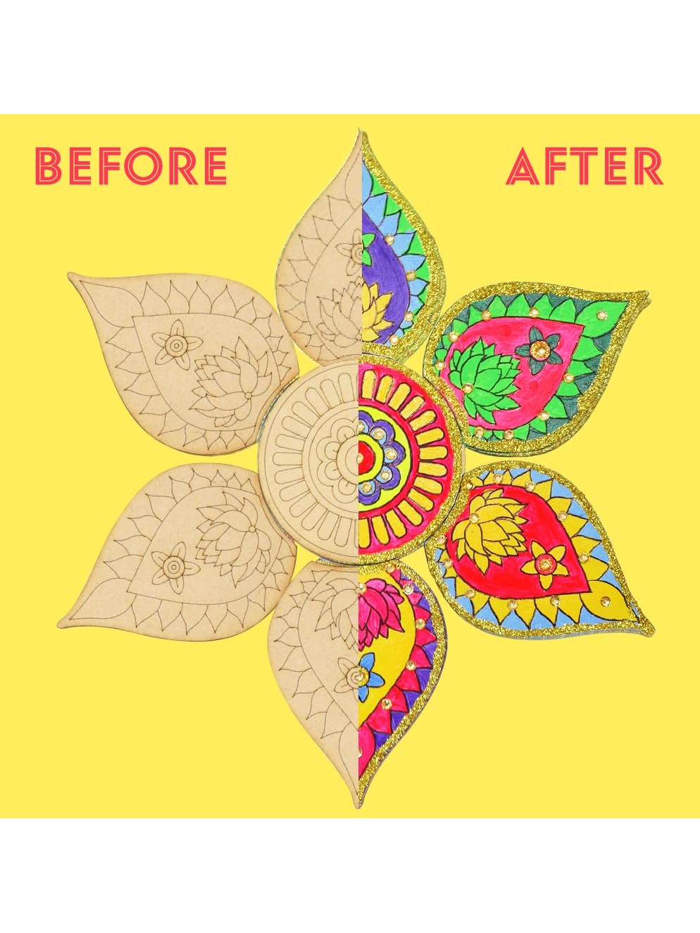 Asian Hobby Crafts DIY Rangoli Painting Kit for Kids & Adults – 6pcs