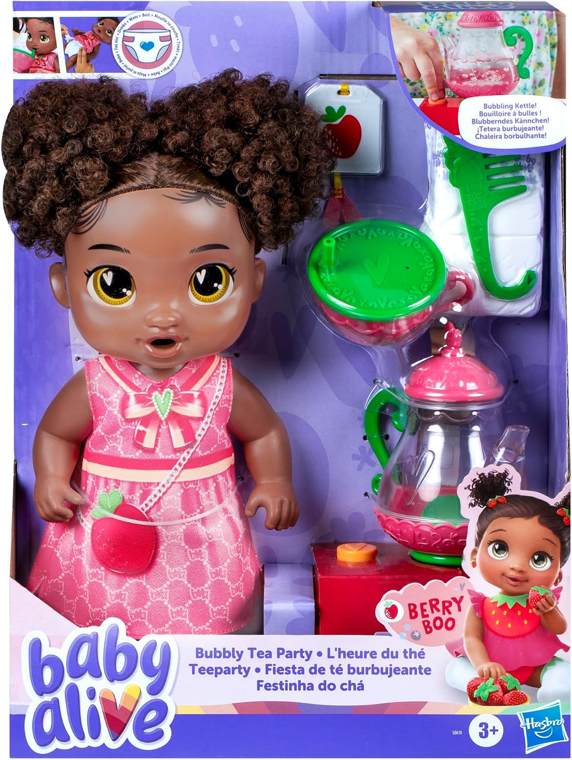 Baby Alive Bubbly Berry Boo Doll with Teapot Accessories