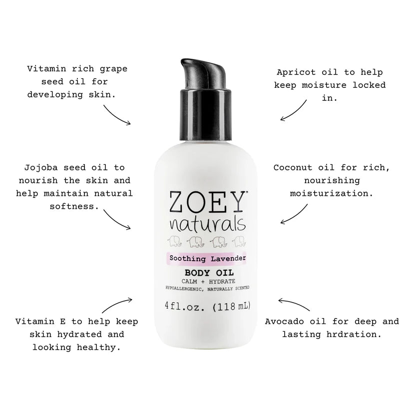 Zoey Naturals Soothing Lavender Body Oil- 118ml