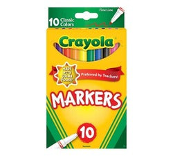 Crayola Fine Line Markers, Classic Colors, 10 Count