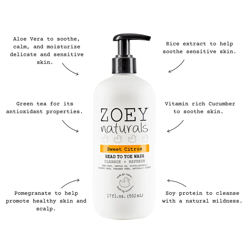 Zoey Naturals Sweet Citrus Head to Toe Wash- 502ml
