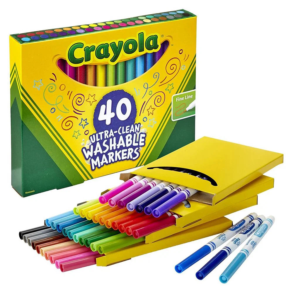 Crayola Ultra-Clean Washable Assorted, Fine Line, ColorMax Markers - 40 Count