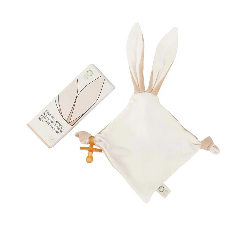 Wooly Organic Comforter with Crinkle Bunny Ears & Teething Ring