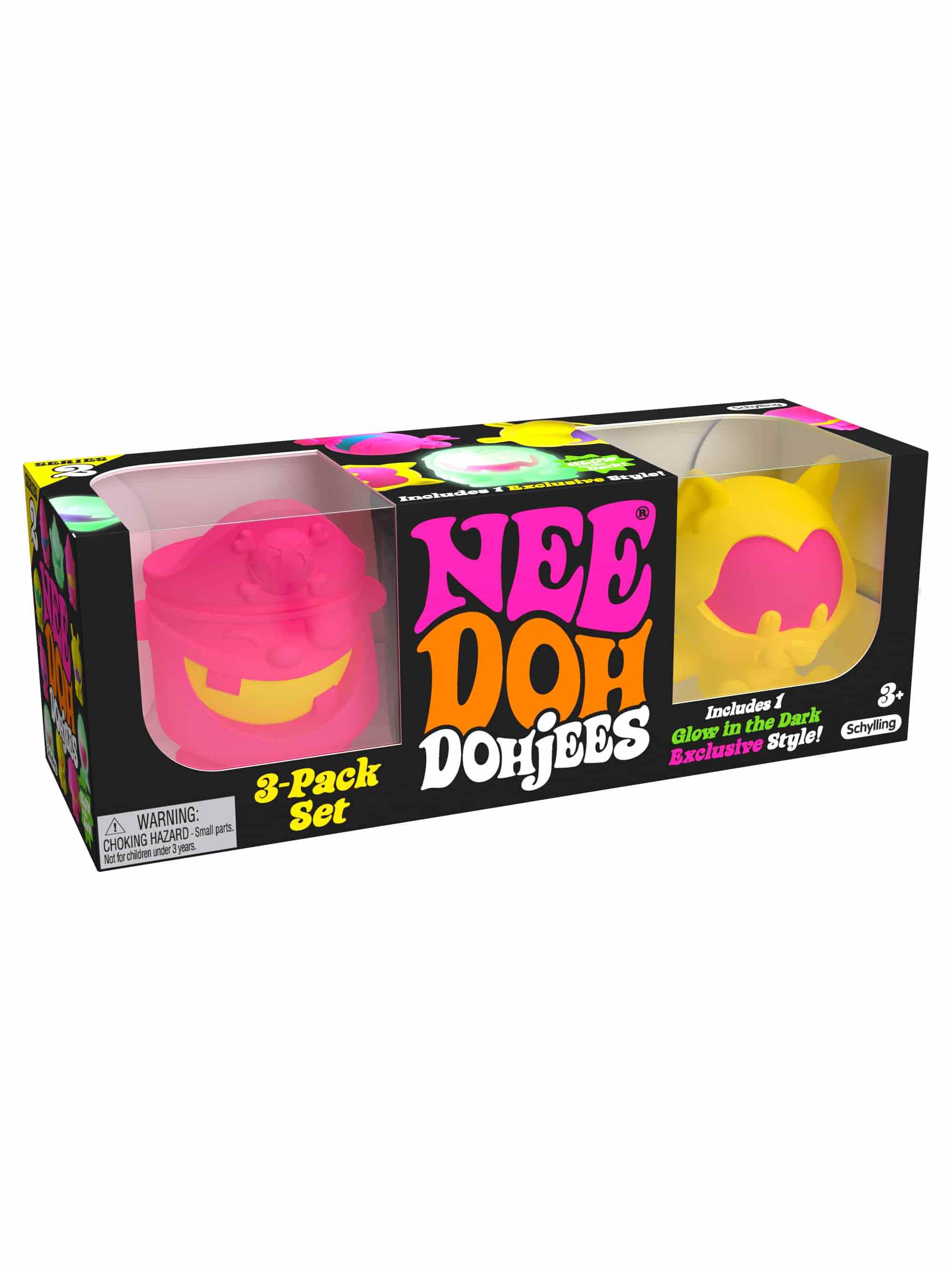 Schylling NeeDoh Dohjees Glow in the Dark (Series 2) 3-Pack Set