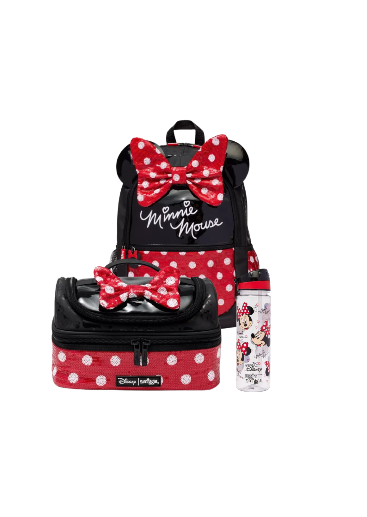 Smiggle Minnie Mouse Smiggle Bundle Set - Backpack, Lunch Bag, Waterbottle