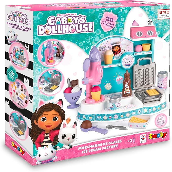 Gabby's DollHouse Ice Cream Factory, Age 3+  (Outer Carton Torn)