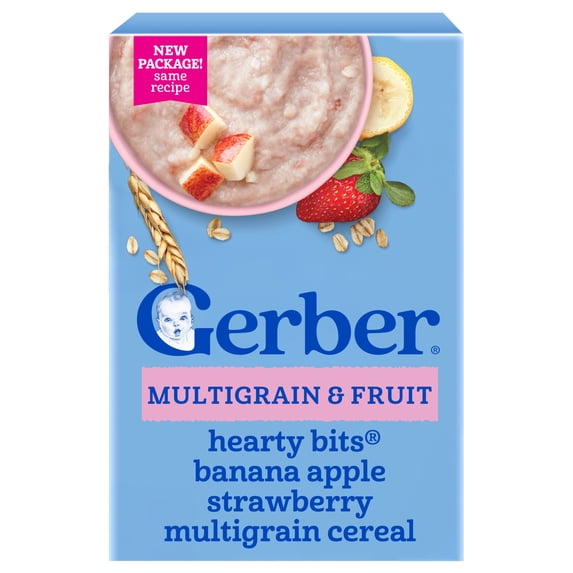 Gerber Multigrain & Fruit - Hearty Bits Banana Apple Strawberry Multigrain Cereal 8 oz(227g) - 12Months+