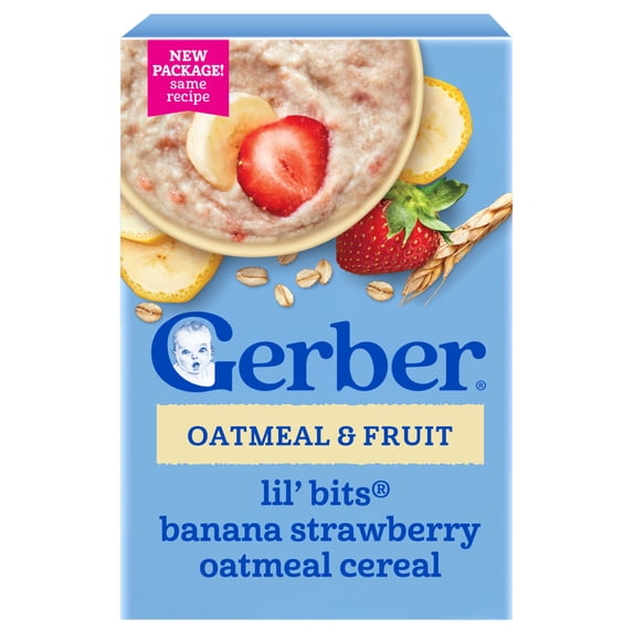 Gerber Oatmeal & Fruit - Lil' Bits Banana Strawberry Oatmeal Cereal 8 oz(227g) - 12Months+