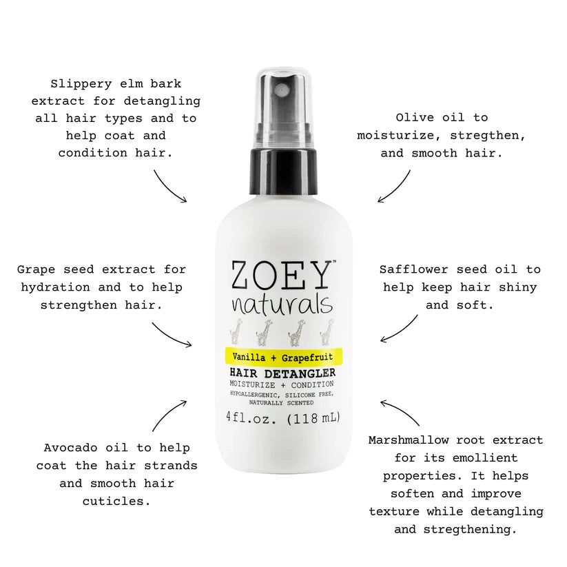 Zoey Naturals Vanilla Grapefruit Hair Detangler- 118ml