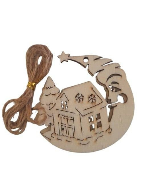 Wooden Festive Moon Cresent Ornament