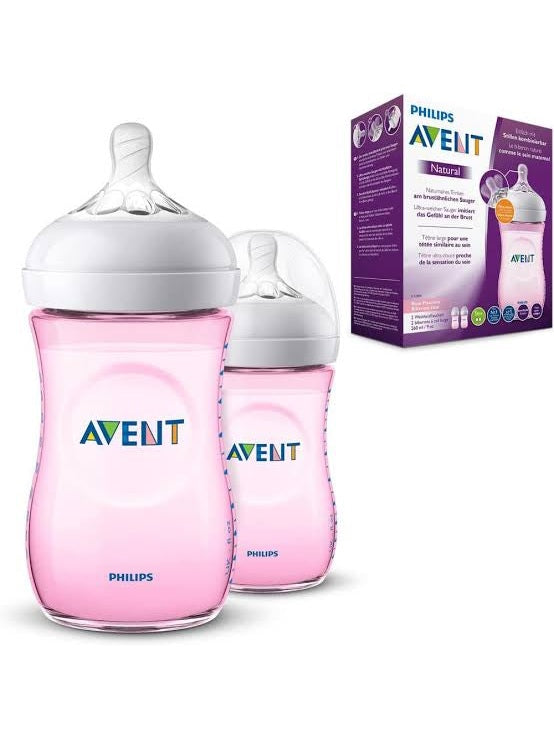 Philips Avent Natural Baby Bottle - 2 Bottles (Pink)