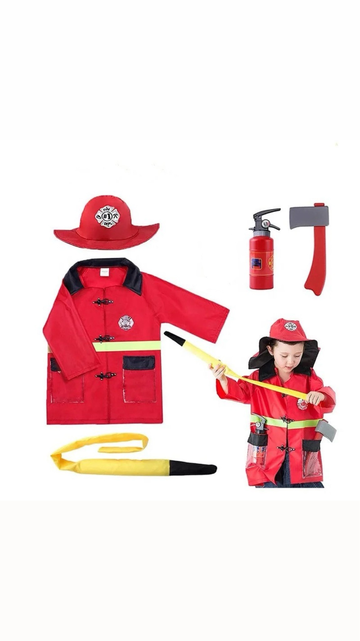 Fire Fighter Role Play Costume Set - One size fits all