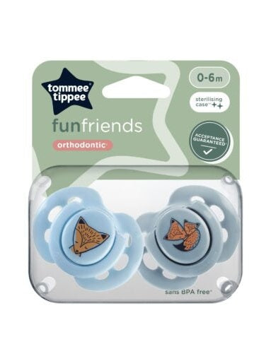 Tommee Tippee Funfriends Soothers 0-6m - Blue