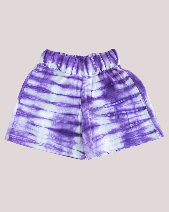 Loom & Dye Purple Tie Dye - Kids' Extra Soft Cotton Adire Shorts