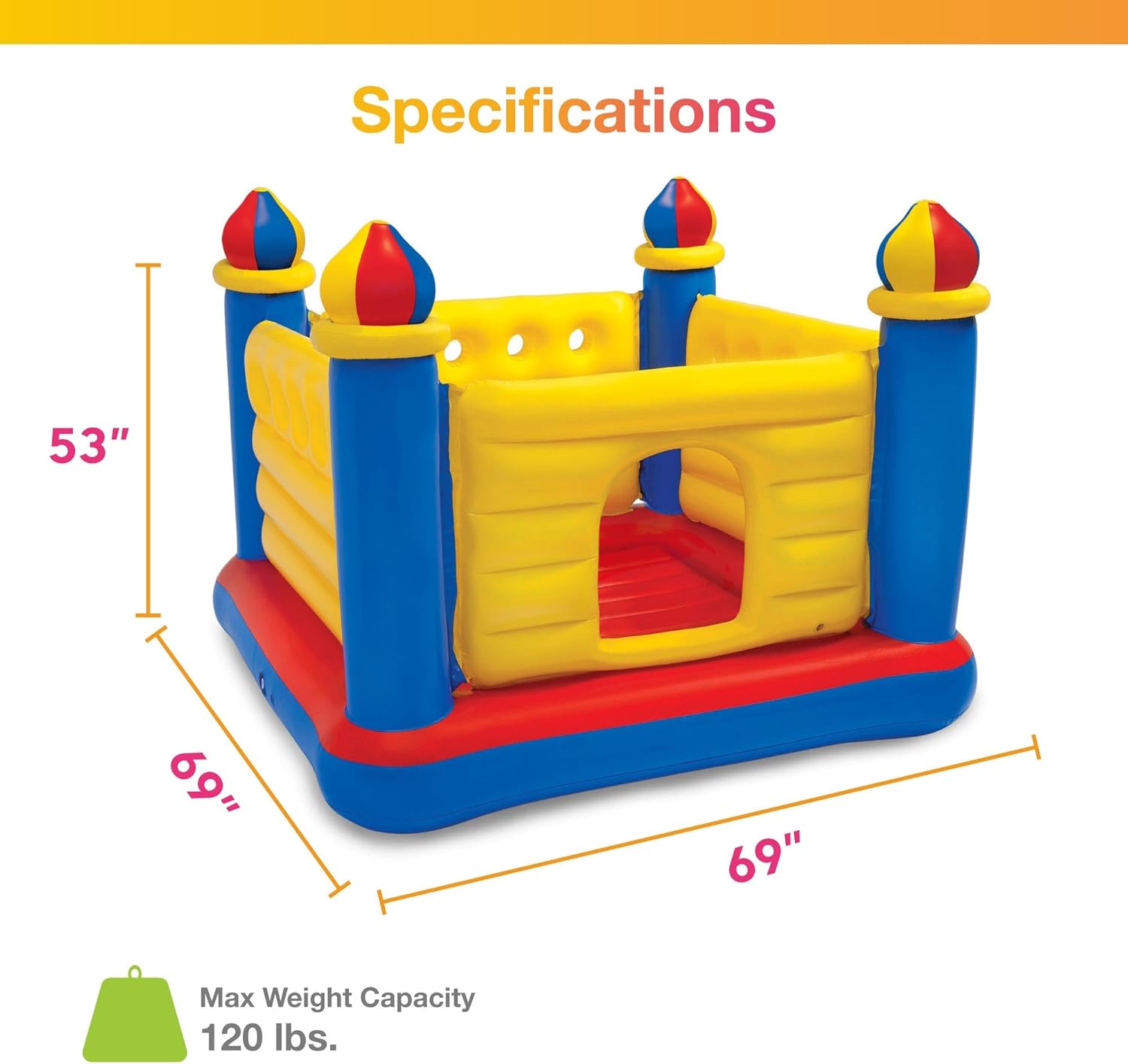 Intex Indoor Outdoor Inflatable Jump-O-Lene Kids Bouncer with Pump included