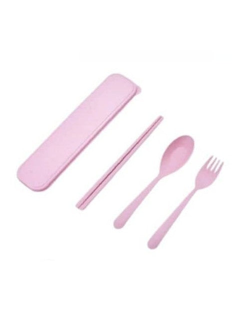 Tableware sets Portable Children's Spoon, Fork & Chopsticks - Pink