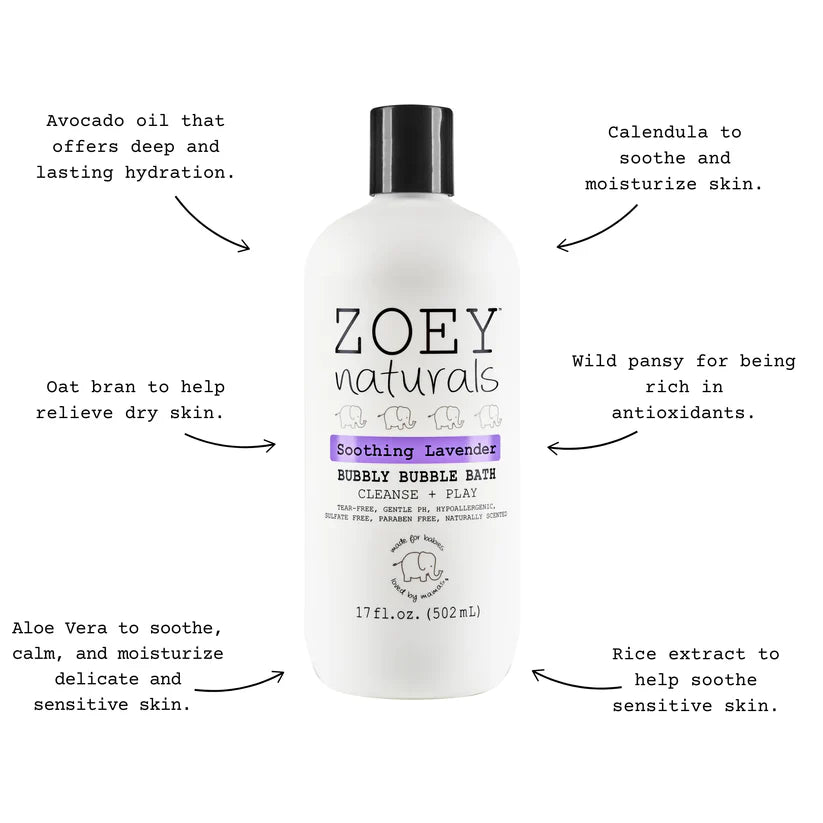 Zoey Naturals Soothing Lavender Bubbly Bubble Bath- 502ml