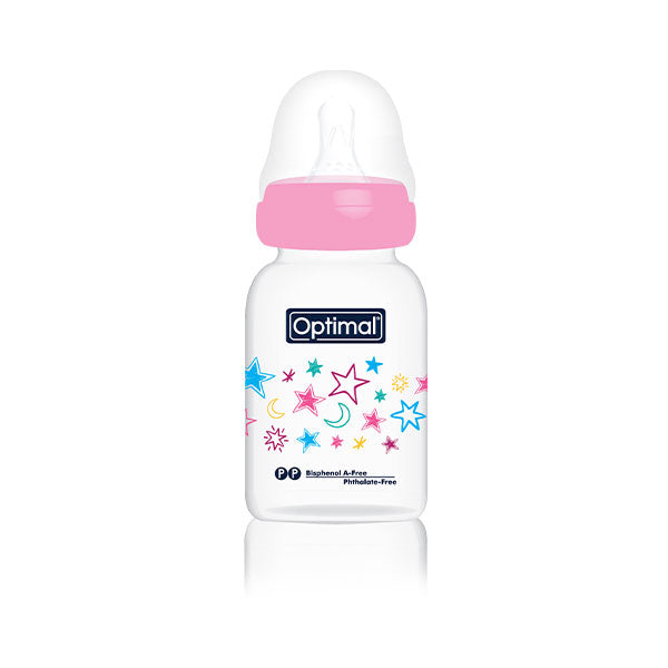 Optimal Narrow Neck Feeding Bottle without Handle 140 ML (Available in 3 Colors)