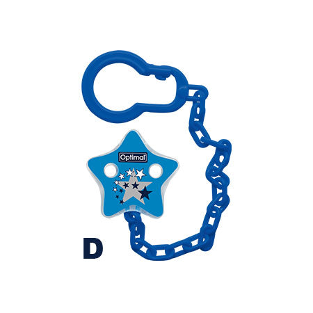 Optimal Pacifier Holder With Plastic Clip - Star Design (Available in 2 colors)