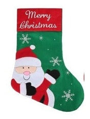Green and Red Merry Christmas with Snowflake Stocking