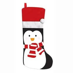 Black, White and Red Penguin Christmas Stocking