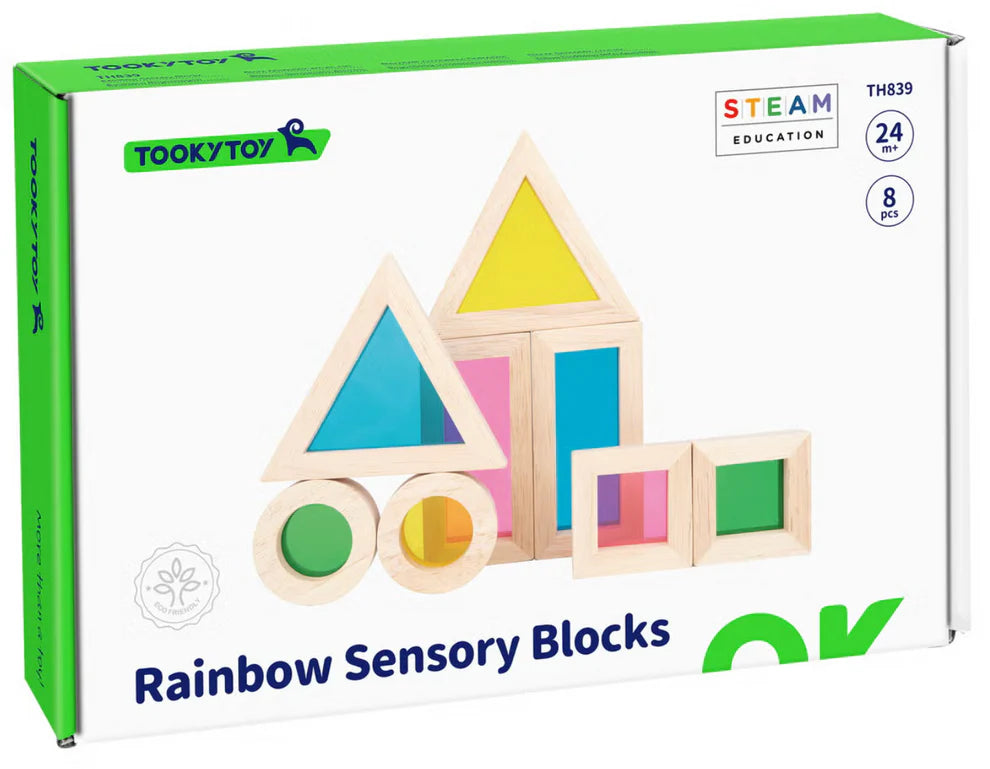 Tooky Toy Wooden Rainbow Sensory Blocks