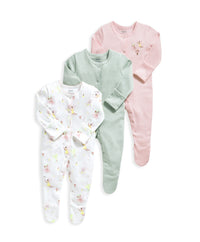 Mamas and Papas 3-in-1 Sleepsuits - 0-3m - Pink, Green, and White