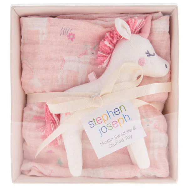 Stephen Joseph Muslin Blanket and Stuffed Animal
