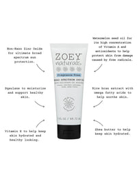 Zoey Naturals SPF 50+ Sheer Finish Mineral Sunscreen Fragrance Free Cream - 88.29ml