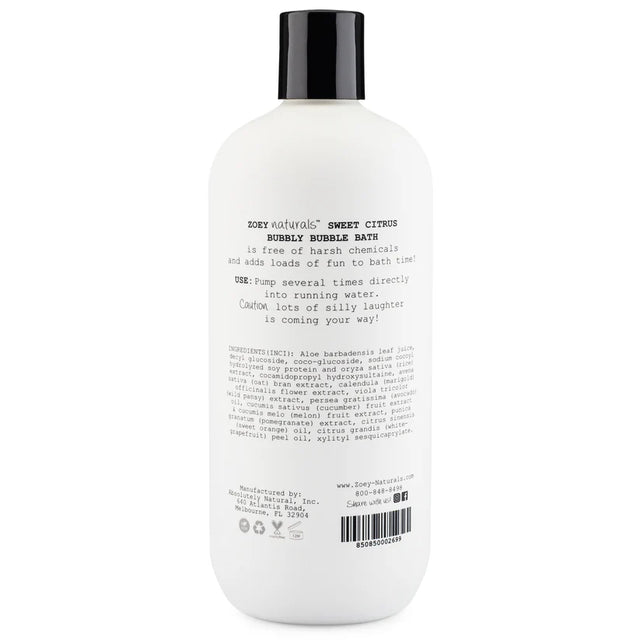 Zoey Naturals Sweet Citrus Bubbly Bubble Bath- 502ml
