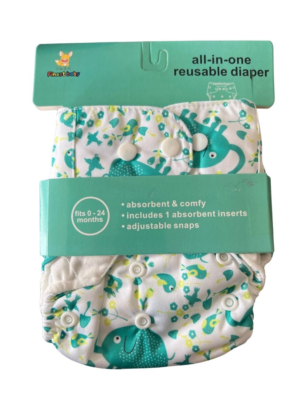 Washable Reusable Nappies 0-24 Months, Green