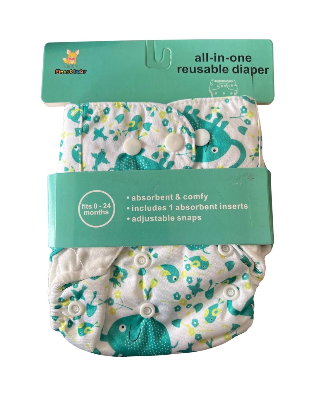 Washable Reusable Nappies 0-24 Months, Green