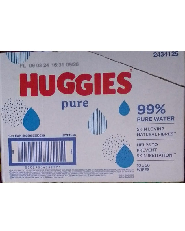 Huggies Pure Baby Wipes (10 x 56) - 560 Count