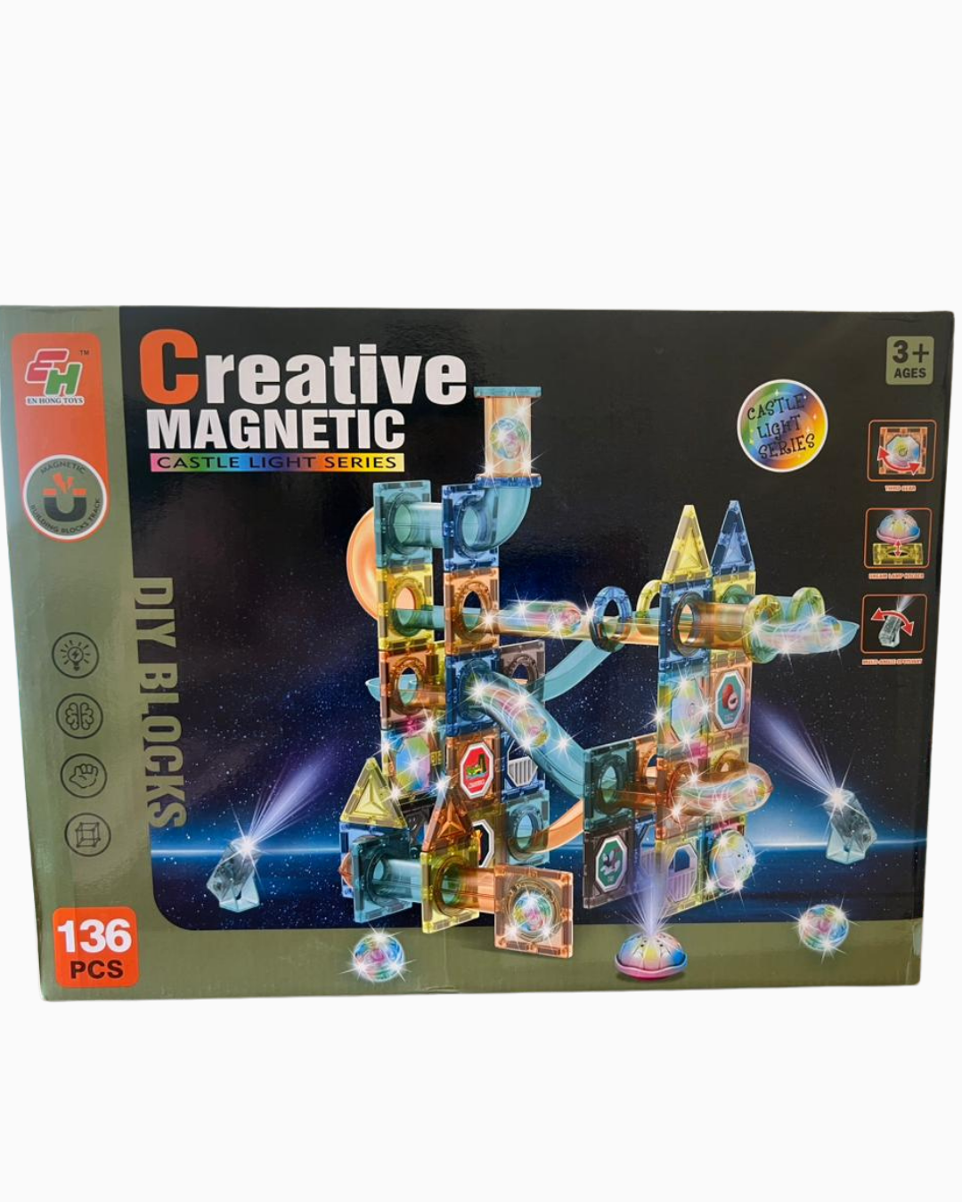 Creative Magnetic Blocks, Castle Light Series- 136pcs