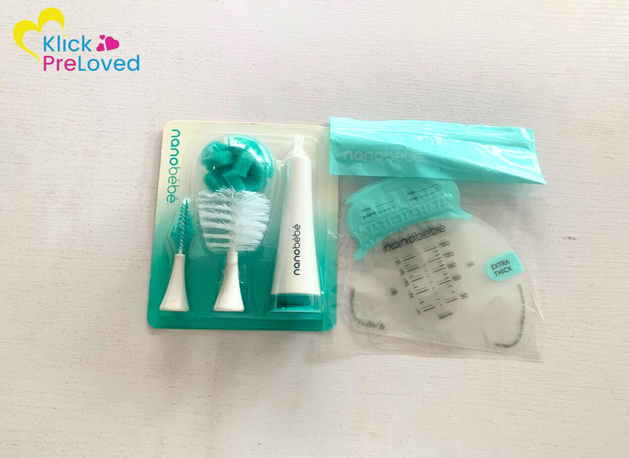 Preloved Nanobebe Bottle Brush and Milk Storage Bags (Brand New)